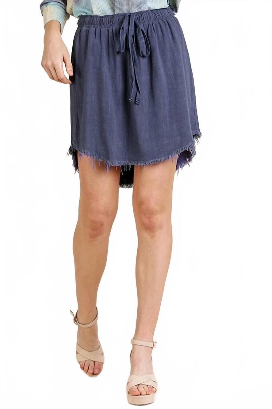 NEW UMGEE adela hi low fringe hem skirt in denim